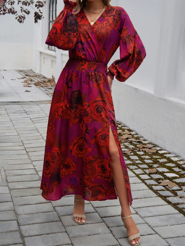 Blue Zone Planet | Little Suzy's V-neck High Waist Floral Maxi Dress Elegant Wraparound Maxi Dress