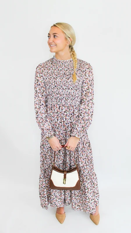 "Lively Love" Cinched Cuff Floral Print Smocked Maxi Dress Fashionable Button-Down Maxi Dress "Lively Love" Cinched Cuff Floral Print Smocked Maxi Dress Fashionable Button-Down Maxi Dress