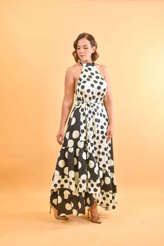 My Fashion Polka Dot Maxi Dress Elegant Tiered Maxi Dress