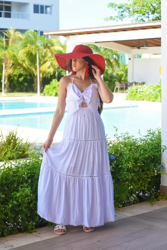 My Spring Maxi Dress White Fashionable High-Low Maxi Dress