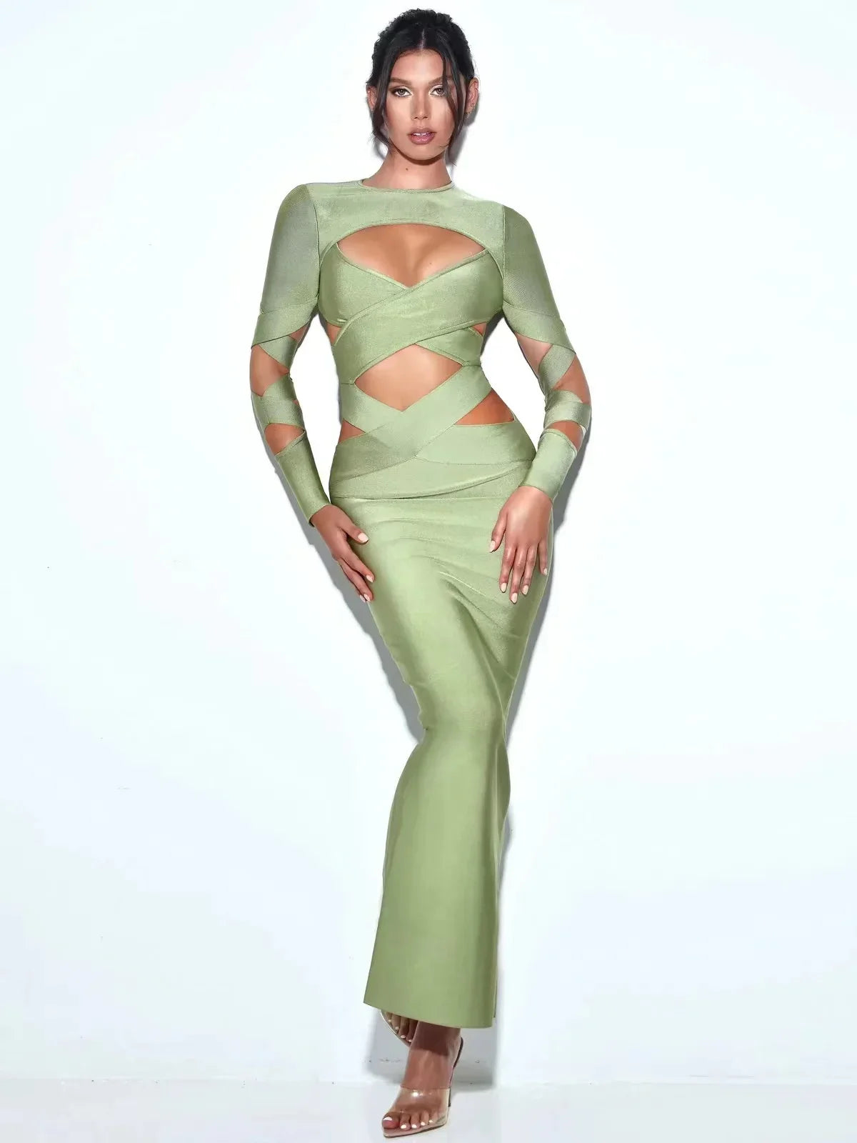 Maxi Dress Elegant Sexy Tight Bandage Long Sleeve Hollow Design Stylish A-Line Maxi Dress Maxi Dress Elegant Sexy Tight Bandage Long Sleeve Hollow Design Stylish A-Line Maxi Dress