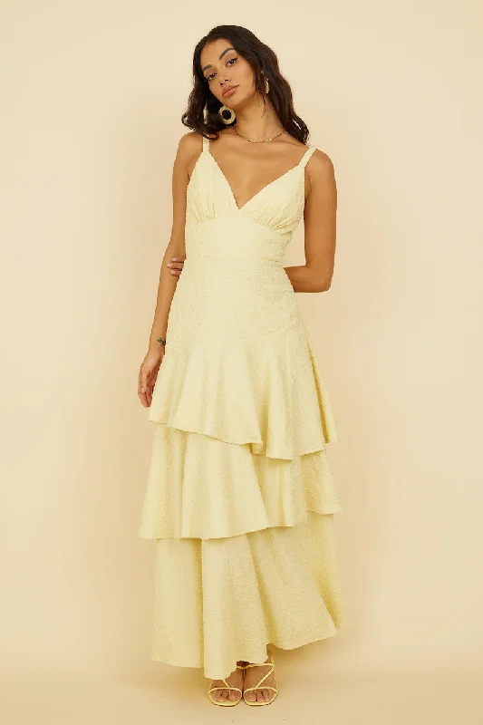 Oh Sunflower Dreams Maxi Dress Yellow Stylish Button-Up Maxi Dress