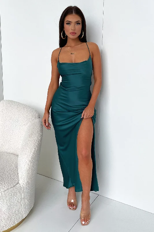 Olivia Maxi Dress - Emerald Comfortable Maxi Dress with Belt