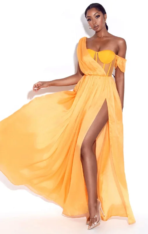 ORANGE SILK MAXI DRESS Elegant Lace Maxi Dress