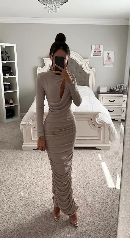 PAYTON METALLIC JERSEY CUT OUT MAXI DRESS Cozy Knitted Maxi Dress