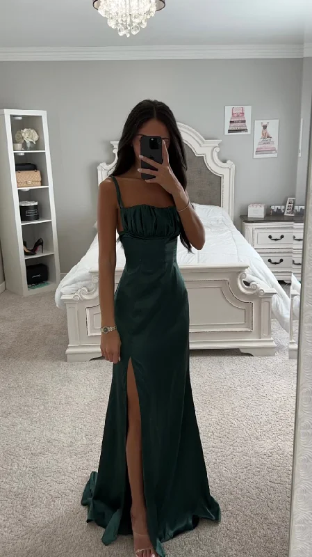 SATIN FITTED MAXI DRESS Stylish Longline Maxi Dress