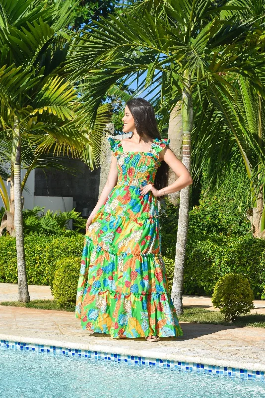 Shine Flower Maxi Dress Fashionable Halter Neck Maxi Dress