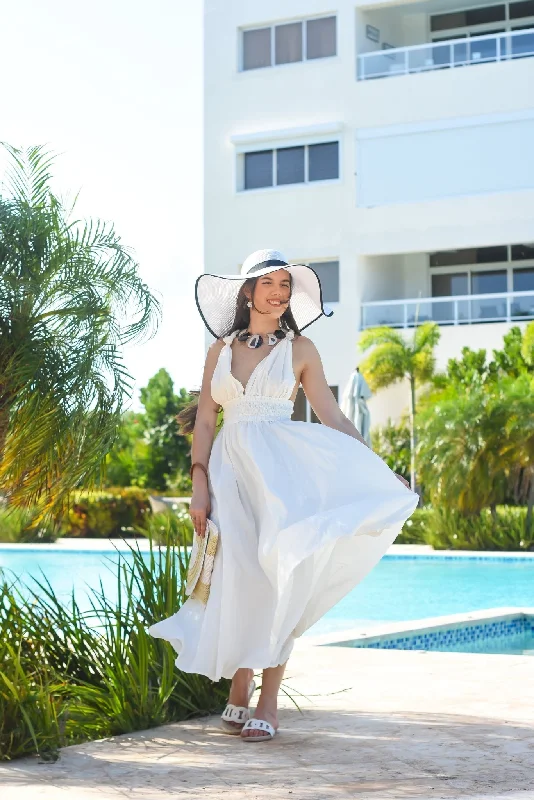 Shining Girl Maxi Dress White Comfortable Fit-and-Flare Maxi Dress