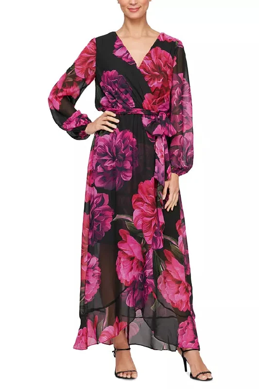 SL Fashion Surplice Neck Tie Waist Maxi Dress Stylish Longline Maxi Dress