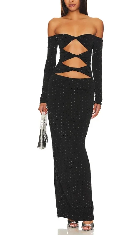 STRAPLESS BRIGHT DIAMOND HOLLOW SLIM MAXI DRESS Comfortable Casual Maxi Dress