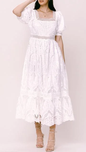Jordi Puff Sleeve Square Neck Broderie Anglaise Lace Maxi Dress Fashionable Printed Maxi Dress Jordi Puff Sleeve Square Neck Broderie Anglaise Lace Maxi Dress Fashionable Printed Maxi Dress