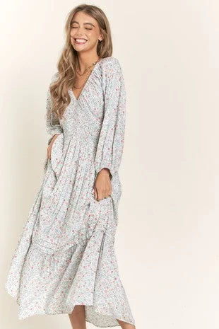 "Sunday Best" Floral Print Maxi Dress Trendy A-Line Maxi Dress