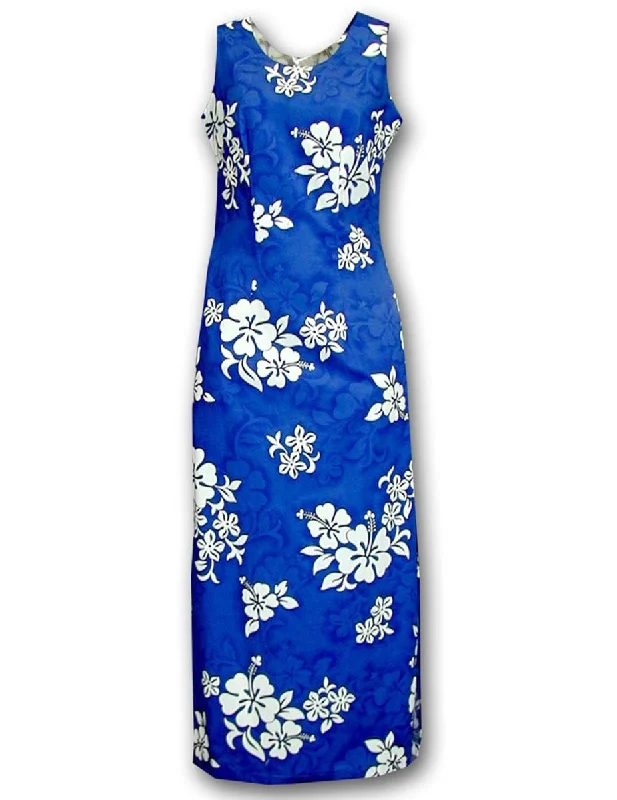 Tropical Hibiscus Sleeveless Long Maxi Dress Stylish Long Sleeve Maxi Dress