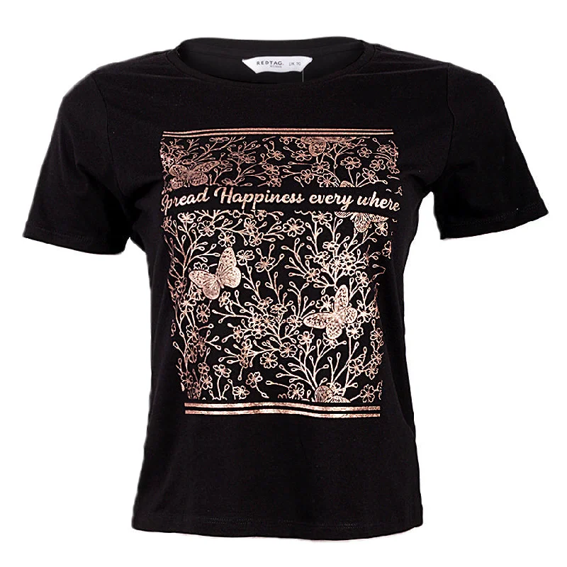 REDTAG White Graphic Print T-Shirt Mesh Canvas Denim