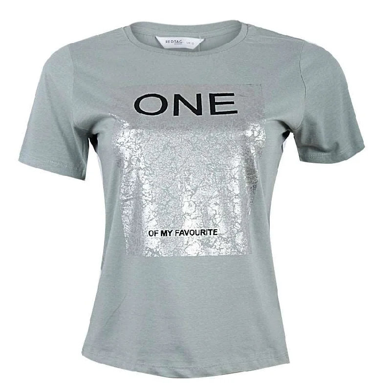 REDTAG Black Graphic Print T-Shirt for Women Elegant Classic Vintage