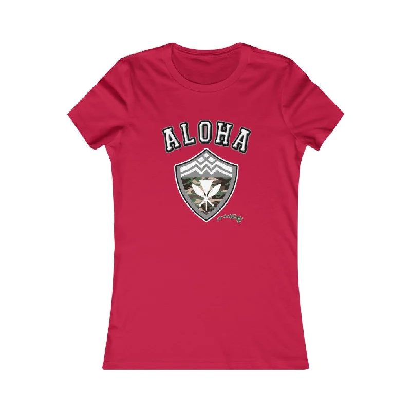 Aloha Camo Shield Women's Favorite Tee Lace Blend Ribbed Blend Corduroy Blend