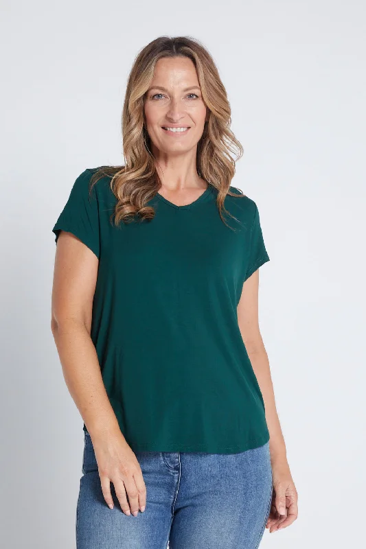 Bamboo Tee - Forest Green Mesh Canvas Denim