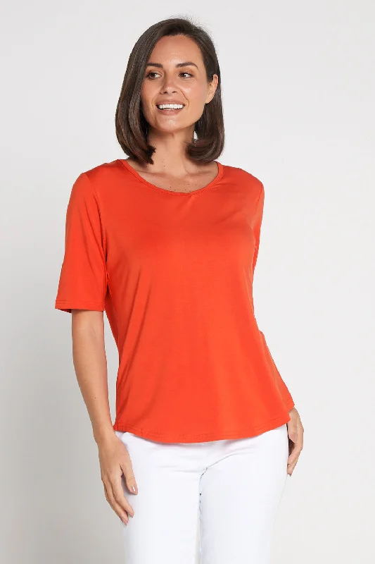 Belinda Modal Tee - Orange Knit Fabric Woven Fabric Fleece Fabric