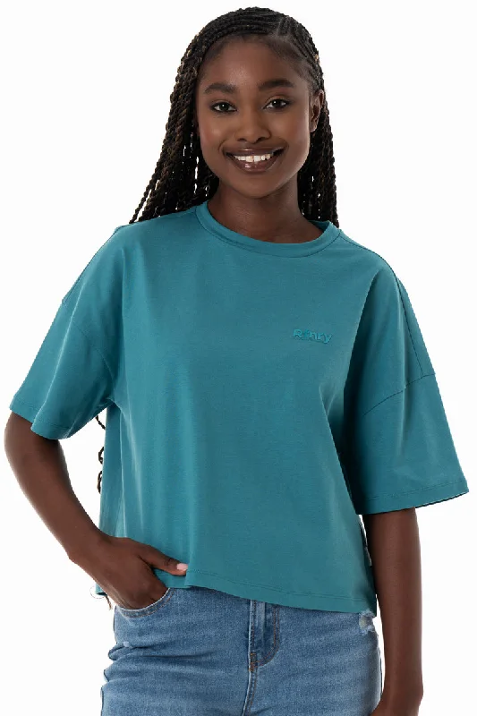 Boxy T-Shirt _ 154362 _ Teal Elasticated Padded Insulated
