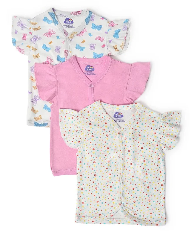 Buddy Girls Half Sleeve Tee- Pack of 3 Collared T-Shirt Boat Neck A-Line