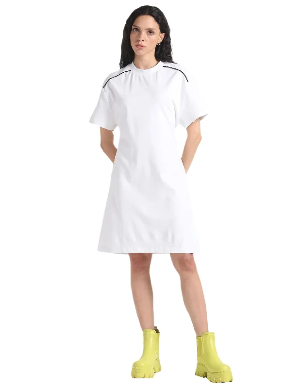 Calvin Klein Women's Viscose T-Shirt Dress Knee-Length J221121YAF_Bright White Spandex Blend Rayon Blend Denim Blend Calvin Klein Women's Viscose T-Shirt Dress Knee-Length J221121YAF_Bright White Spandex Blend Rayon Blend Denim Blend