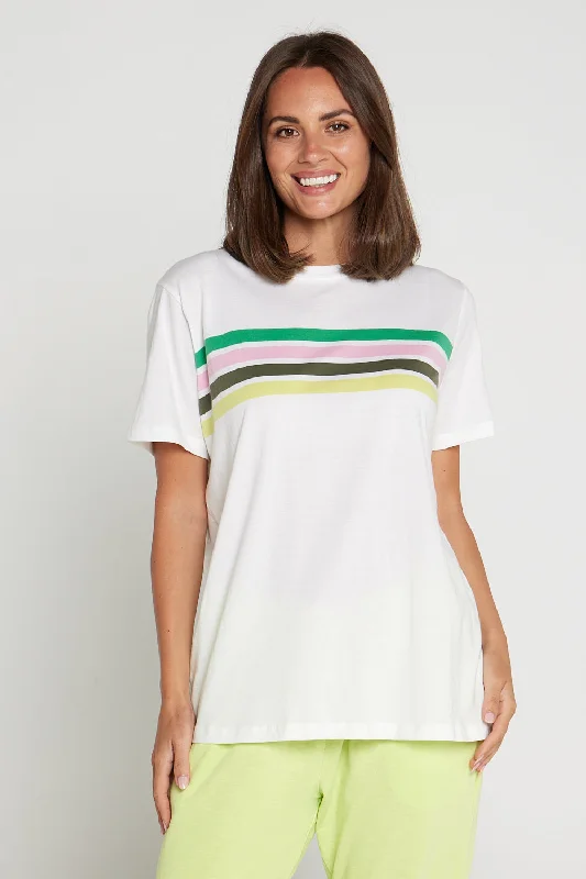 Elevation Tee - White Ribbed Striped Patterned