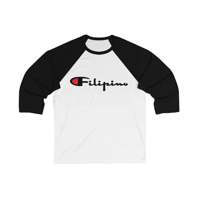 Filipino Champion Unisex 3/4 Sleeve Baseball Tee Front Pockets Side Pockets Patch Pockets