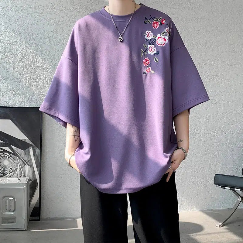 Floral Embroidered Tee Cotton Fabric Linen Fabric Terry Fabric