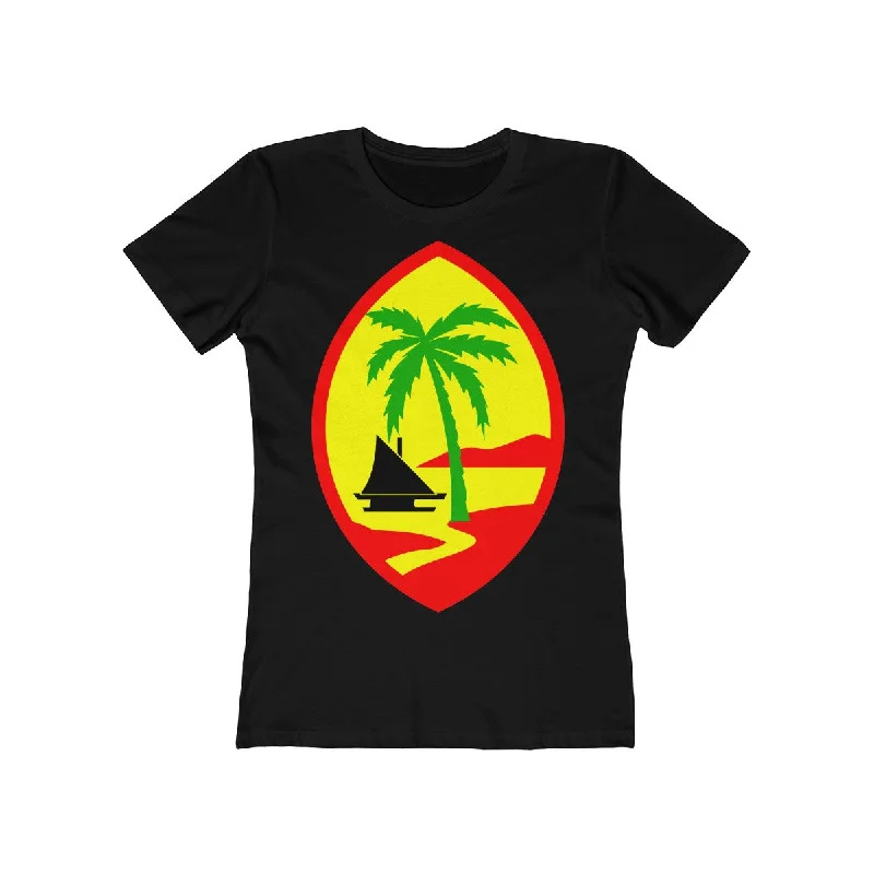 Guam Rasta Women's  Tee Notch Collar Peter Pan Collar Cowl Neck