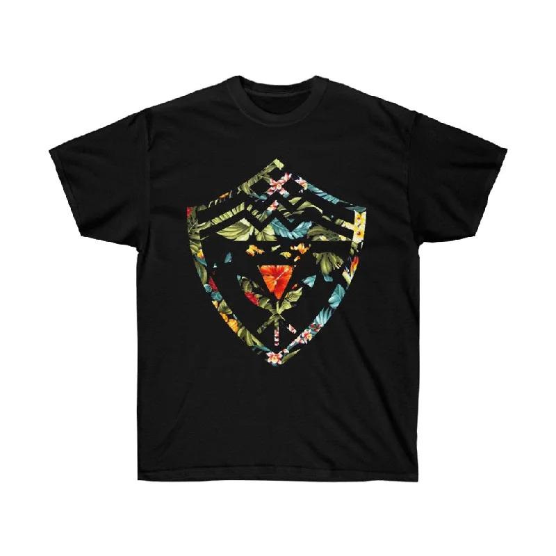 Hawaii Floral Shield Unisex Ultra Cotton Tee Cashmere Blend Cotton Blend Poly Blend