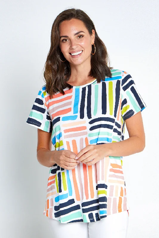 Here Comes Summer Tee - Tetris Print Elegant Classic Vintage