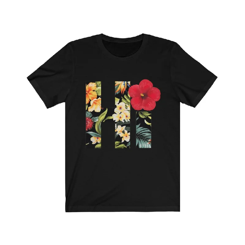 Hi Floral Short Sleeve Tee Chenille Blend Fleece Blend Nylon Blend