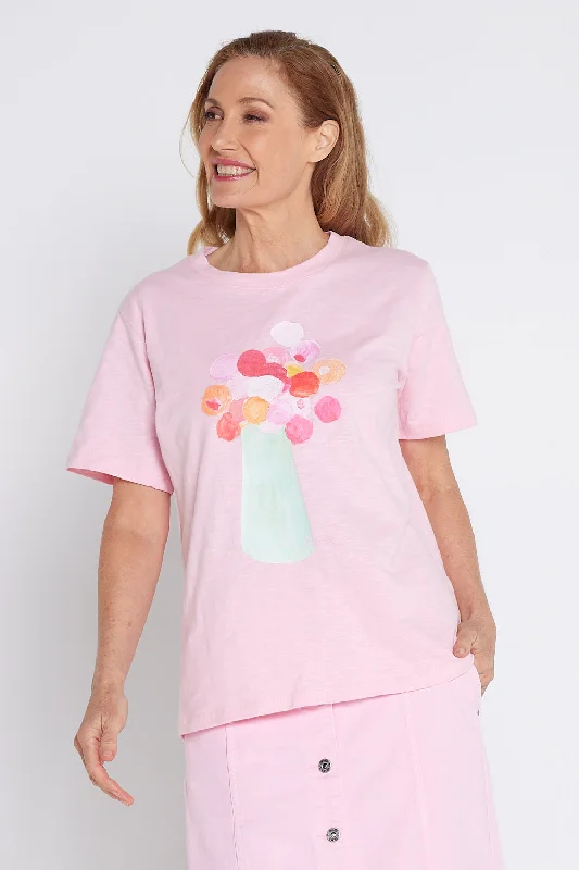 Janey Floral Tee - Splendid Pink Wool Fabric Cashmere Fabric Tweed Fabric