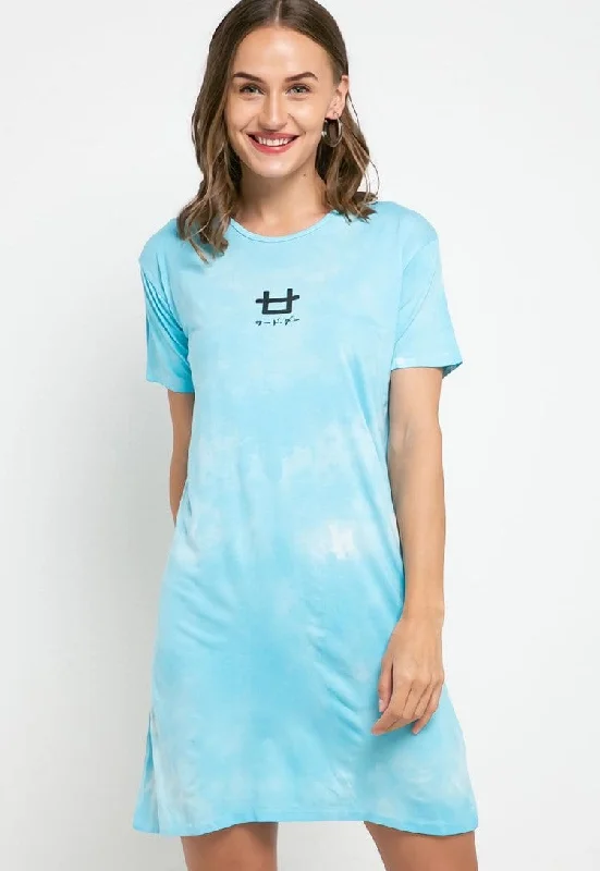 Third Day LTD29 Md Lds dress t-shirt tie dye light blue Oversized T-Shirt Spandex breathable Third Day LTD29 Md Lds dress t-shirt tie dye light blue Oversized T-Shirt Spandex breathable