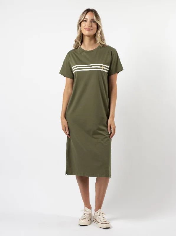 Maxie T-shirt Dress in Khaki Embroidered Appliqued Beaded