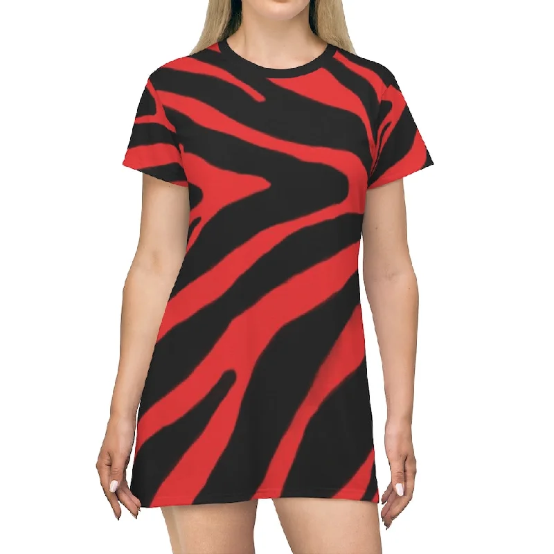 Red Zebra Print T-Shirt Dress, Zebra Animal Print Crew Neck Long Tee Shirt Dress - Made in USA Oversized T-Shirt Spandex breathable Red Zebra Print T-Shirt Dress, Zebra Animal Print Crew Neck Long Tee Shirt Dress - Made in USA Oversized T-Shirt Spandex breathable