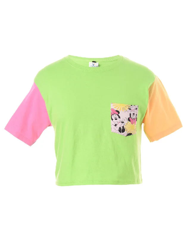 Reworked Disney Pocket Colour Block T-shirt - XS Ribbed T-Shirt High Neck Heavyweight Reworked Disney Pocket Colour Block T-shirt - XS Ribbed T-Shirt High Neck Heavyweight