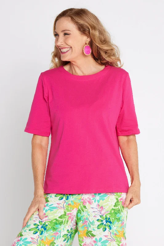 The Essential Tee - Hot Pink Fleece Fabric Down Fabric Feather Fabric