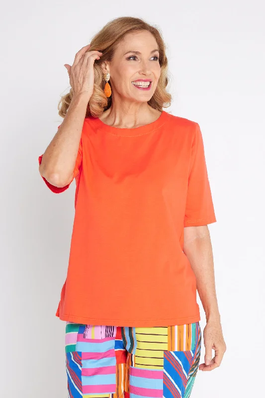 The Essential Tee - Orange Hooded Caped Shawl Collar
