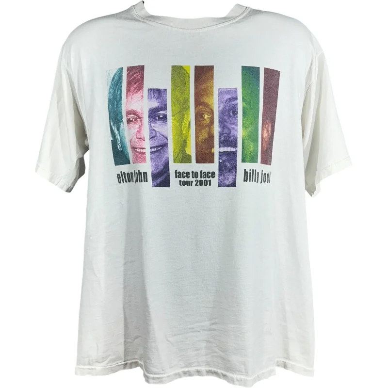 Vintage Billy Joel & Elton John Face To Face Tour Tee 2001 Collared T-Shirt Boat Neck A-Line Vintage Billy Joel & Elton John Face To Face Tour Tee 2001 Collared T-Shirt Boat Neck A-Line