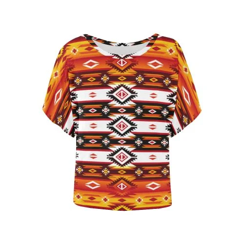 Adobe Fire Women's Batwing-Sleeved Blouse T shirt Lightweight Floral Blouse