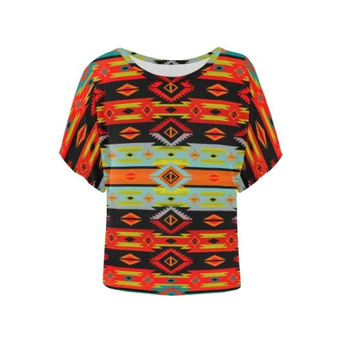 Adobe Kiva Women's Batwing-Sleeved Blouse T shirt Wrap Front Blouse