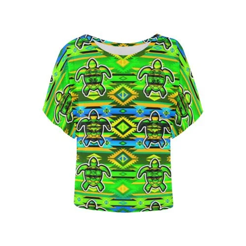 Adobe-Nature-Turtle Women's Batwing-Sleeved Blouse T shirt Classic White Blouse