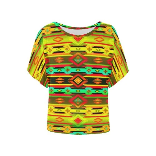 Adobe Sky Women's Batwing-Sleeved Blouse T shirt Airy Cotton Blouse