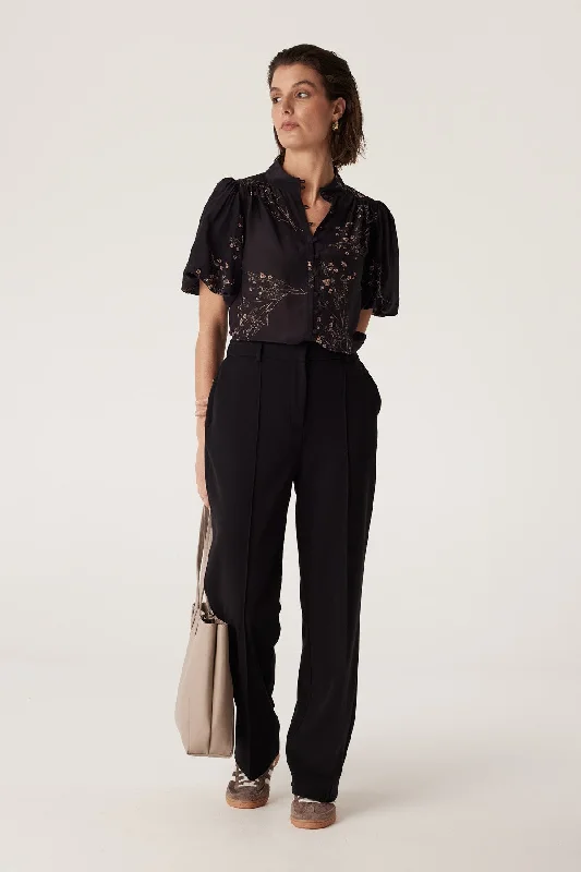 Angelique Blouse - Black Floral Floral Chiffon Blouse
