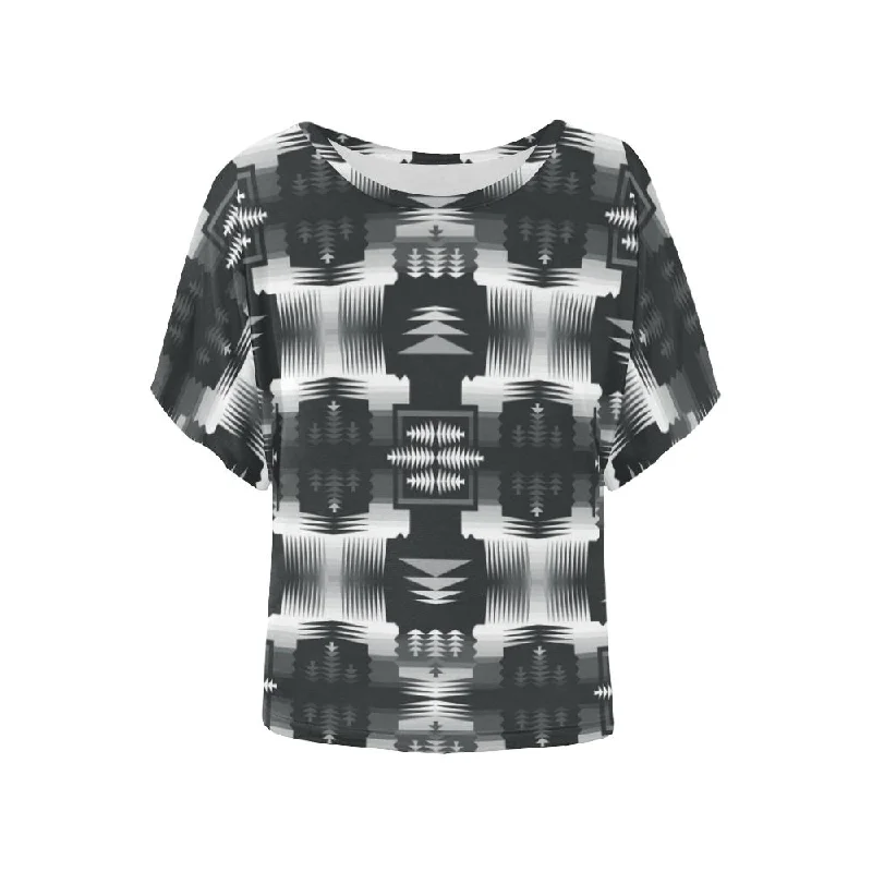Black and White Sage Women's Batwing-Sleeved Blouse T shirt Soft Modal Blouse