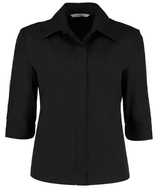 Black - Contiental ¾ sleeve blouse womens Embroidered Cotton Blouse