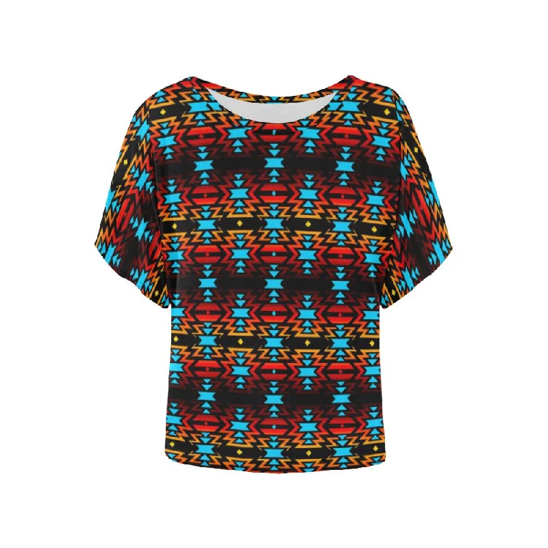 Black Fire Women's Batwing-Sleeved Blouse T shirt Romantic Lace Blouse