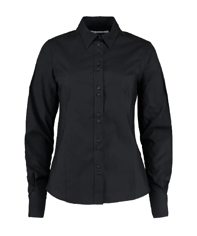 Black - Women's city business blouse long sleeve Soft Modal Blouse