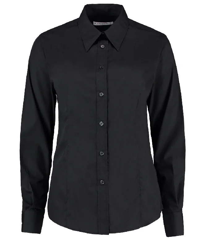 Black - Women's workforce blouse long sleeve Soft Knit Blouse